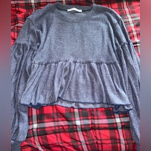 Altar’d State Blue Ruffled Top